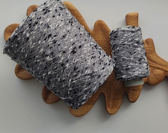 Schwarzes und weißes Noppenkonusgarn, feines Effektgarn, 100 g, 850 m, Acryl-Nylon-Tragegarn zum Stricken