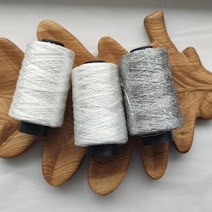 White Silver Sequin Yarn, 3mm Paillette Yarn, Sparkly Knitting Yarn, Luxury Sequin Thread