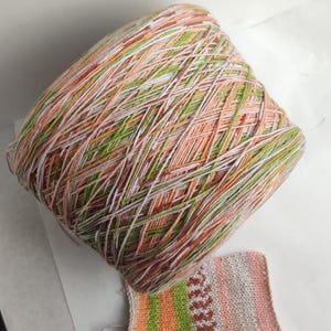 Variegated Cotton Yarn Cone, Self Striping Cotton Yarn, Cotton Cone Yarn, 100% Cotton, 100g 250м