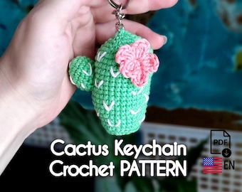Crochet Keychain Pattern, Cactus Accessory Tutorial, Cute Keyring Charm, Beginner Friendly Crochet PDF, Handmade Gift Idea