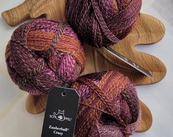 Brown Beige Sock Yarn, Schoppel Zauberball Crazy 2312, Wool Nylon Yarn, Fingering Weight Yarn, Piano Bar