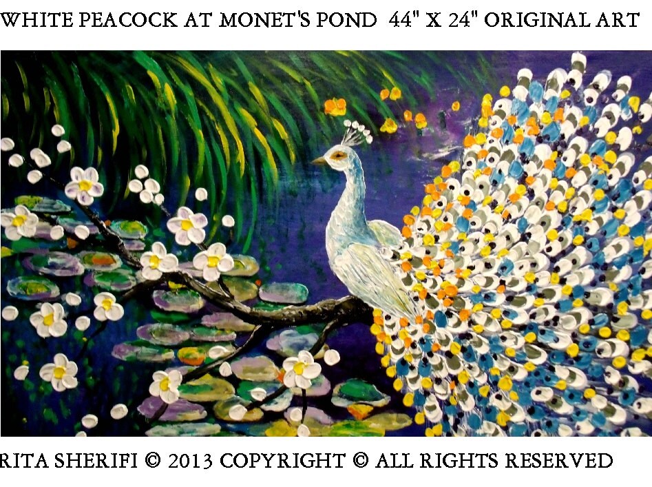 White Peacock Painting Peacock Painting In Canvas Rita Sherifi