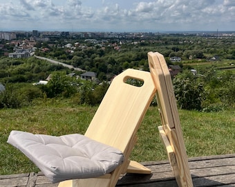 Handmade Folding Pine Wood Viking Chair – Rustic Patio Garden Seat