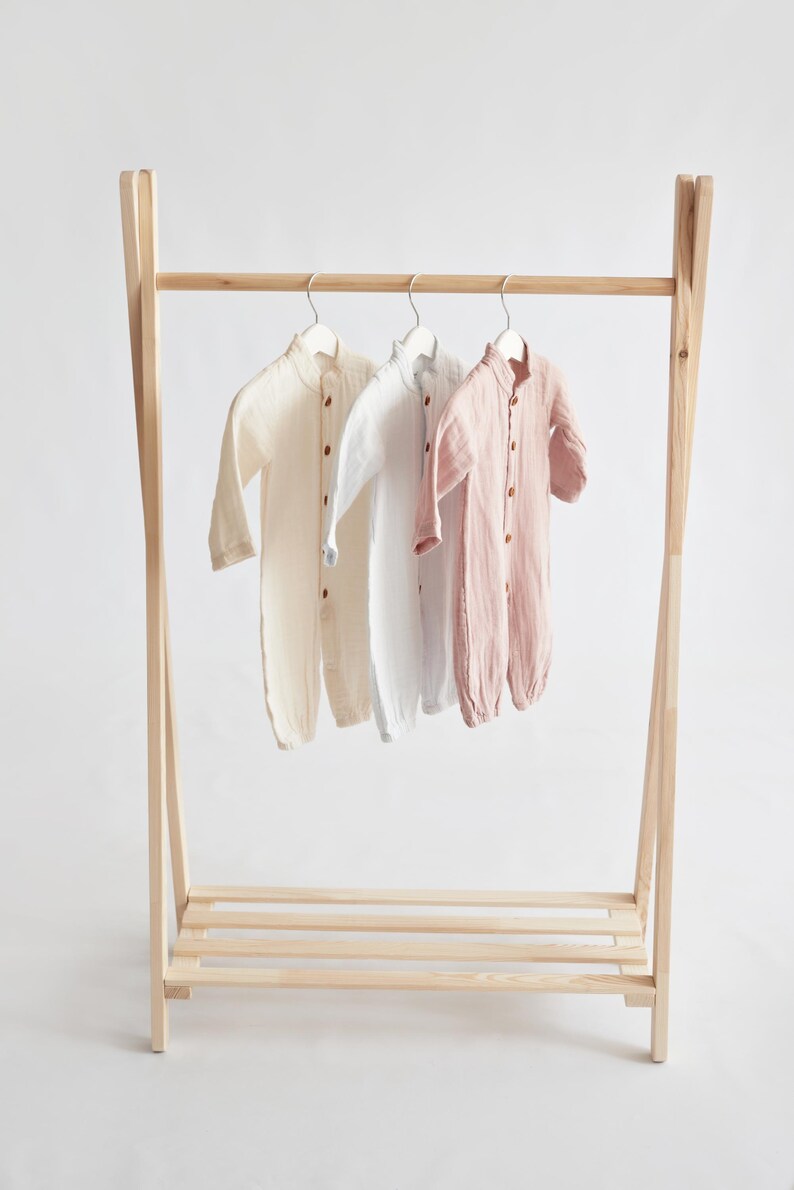 Wooden Clothing Rack, Montessori Wardrobe, Kids Clothes Rack, Nursery ...