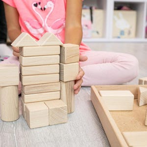 Wooden Building Blocks Set 24 pcs, Montessori Educational Toys, Wooden Play Set, Wooden Constructor Toys for Toddler, Building Toys