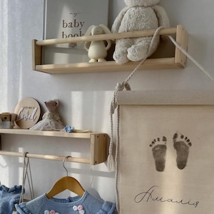 Wooden Wall Shelves Set – Natural Floating Shelf for Baby Room, Montessori Storage Bookshelf – Eco-Friendly Solid Wood, Nursery Wall Decor
