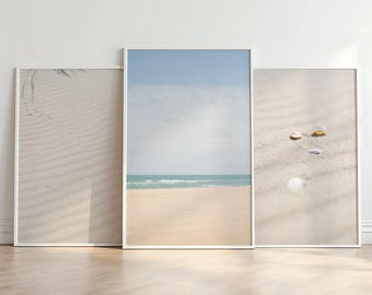 Minimalist White Sand Beach Print: Coastal Photography (Digital Download)