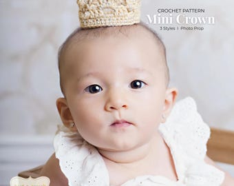 Mini Coroa de Crochê - Padrão em PDF | Coroa para Fotos de Recém-Nascidos | Tiara de Princesa em Crochê | Padrão para Iniciantes | Download Instantâneo