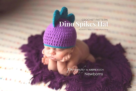 Dinosaur Hat Crochet Pattern PDF I No Sew Spikes Dino Hat I Baby Dinosaur Hat I Newborn Photo Prop I Easy Beginner Pattern
