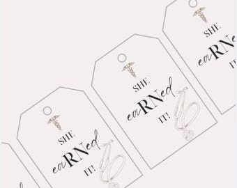 She eaRNed it Favor Tags RN Favor Tags Graduation Favor Tags