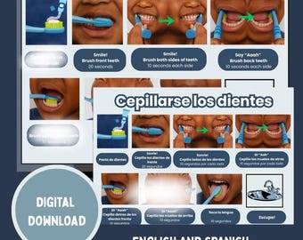 Toothbrushing Visual Schedule | OT Routine Chart | Pediatric Hygiene | English & Spanish | Printable PDF