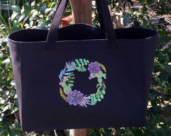 Tote Bag- Succulents and Cactus Wreath