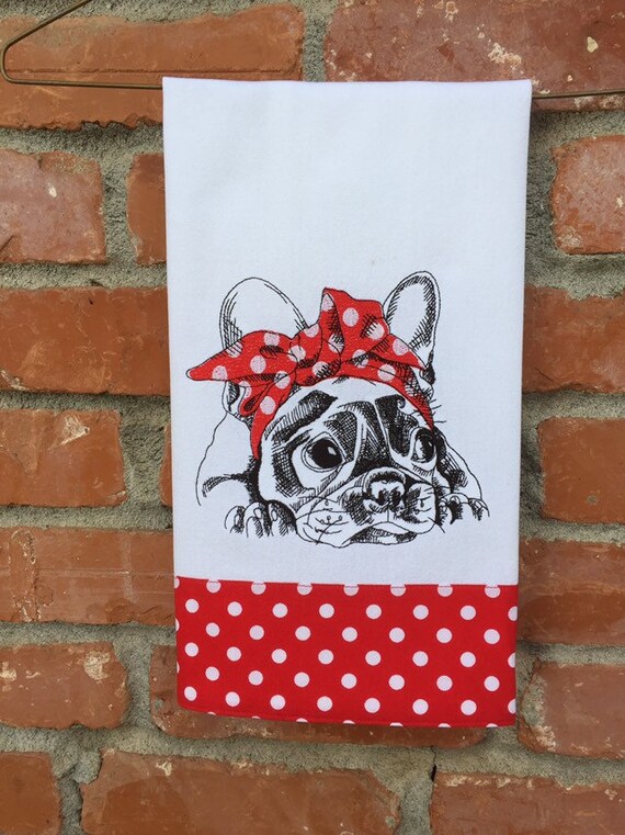 French Bulldog Tea Towel Frenchie Kitchen Towel Dog Lover Etsy