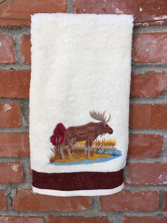 Hand Towel Moose Outdoors Log Cabin Decor Moose Decor Etsy