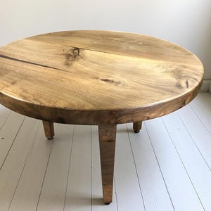 Handcrafted Walnut Coffee Table: Mid Century Modern Round Wood