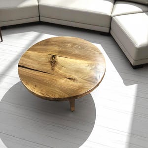 Handcrafted Round Walnut Coffee Table: Modern Rustic Solid Wood