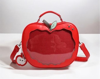 Apple Ita Bag – 3-in-1 crossbody rugzak met venster voor speldjes, veganistisch leren, schattige tas