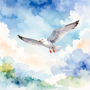 Seagull - Instant Digital Download. Perfect for Clip Art, Card Making, Mugs and Scrapbooking. 1 PNG Image, 1 JPEG Image.