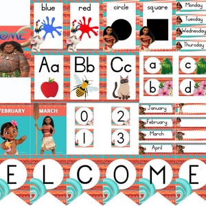 Conjunto de decoración para el aula con temática de Moana