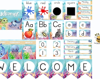 Conjunto de decoração para sala de aula Ocean