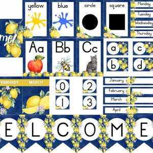 Blue Lemon Classroom Decor Set