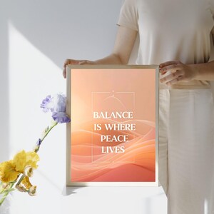 Balance Is Where Peace Lives Yoga Art Print: Calming Desert Tones (Digital Download)