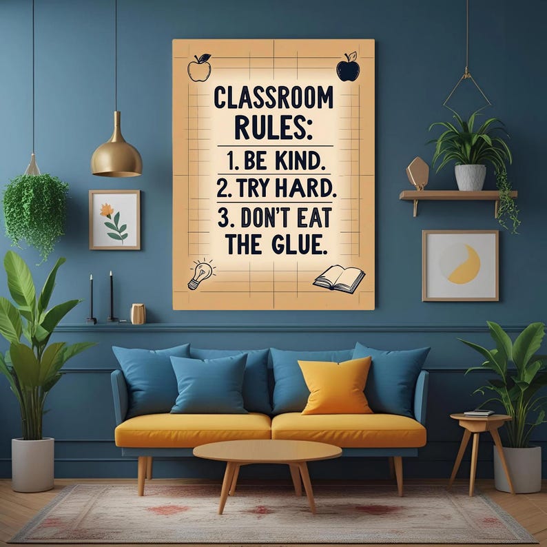 Classroom Rules Poster | Digital Download Wall Art | Teacher Decor | Printable Quote | Funny ...