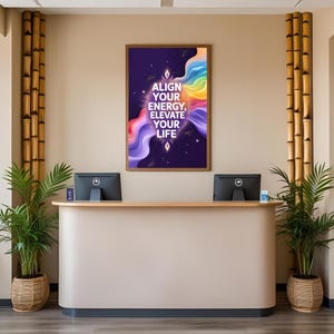 Align Your Energy Yoga Print: Cosmic Purple Wall Art (Digital Download)
