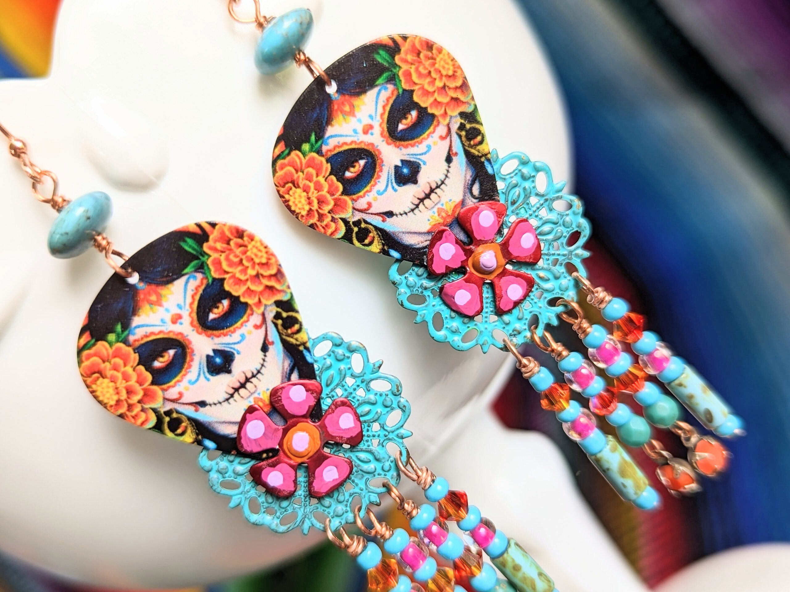 Day of the Dead Earrings Sugar Skull Mexican Earrings Frida