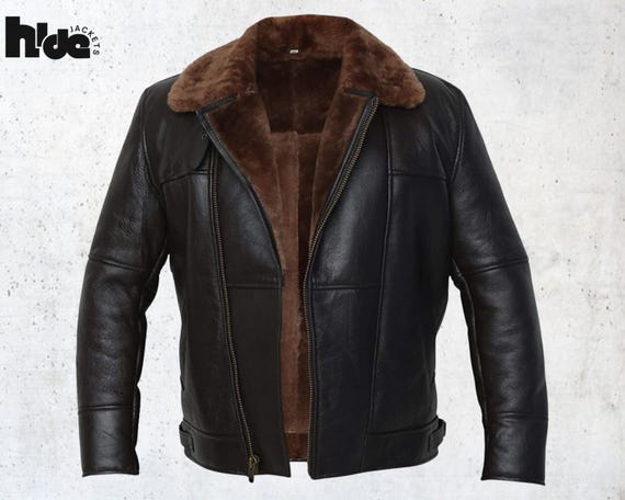 Herren WW2 B3 Bomber RAF Fliegerjacke aus schwarzem Leder mit