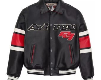 Handgefertigte schwarze Bomber Lederjacke für Herren | Klassischer Mantel im Avirex Style aus Rindsleder