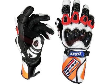 Guantes de motociclismo de cuero hechos a mano / Equipo de motociclista personalizado / Guantes de protección para motociclistas