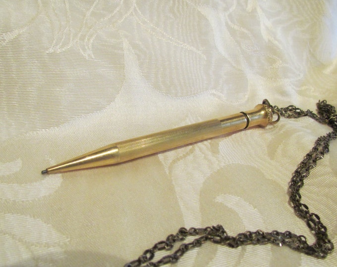 1920s Gold Filled Mechanical Pencil Necklace Superite 1/9 GF Engraved