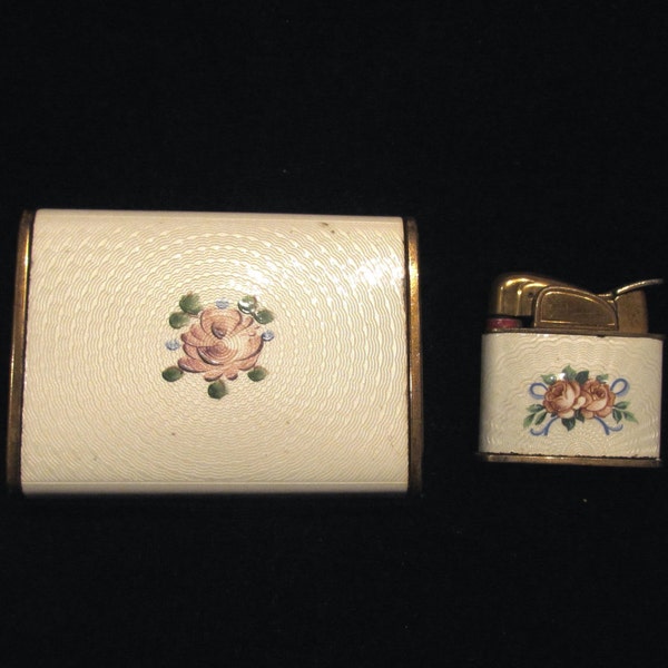 Vintage Guilloche Evans Lighter & Cigarette Case Ladies Lighter Pocket Lighter WORKING LIGHTER