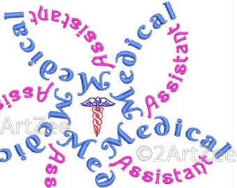 Medical Assistant Word Flower Machine Embroidery Design