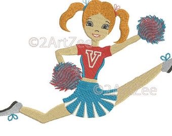 Cheerleading Herkie Hurdler with Pom Poms Machine Embroidery Design Cheerleader 4 sizes