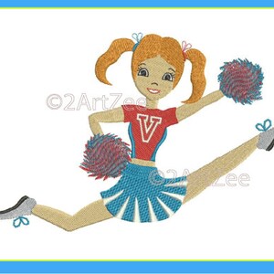 Cheerleading Herkie Hurdler with Pom Poms Machine Embroidery Design Cheerleader 4 sizes