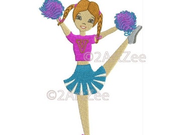 Cheerleading Herkie with Pom Poms Machine Embroidery Design Cheerleader 4 sizes