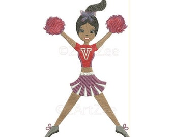 Cheerleading Herkie Hurdler with Pom Poms Machine Embroidery Design Cheerleader 4 sizes