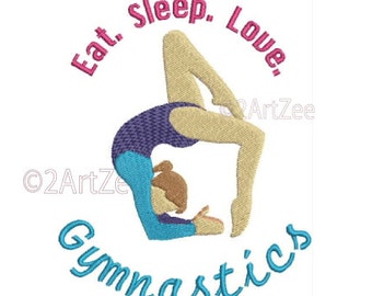 Eat. Sleep. Love. Gymnastics.  Machine Embroidery Design