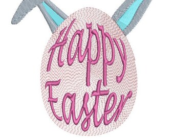 Easter Bunny Ears Happy Easter Applique Machine Embroidery Design Easter Eggs