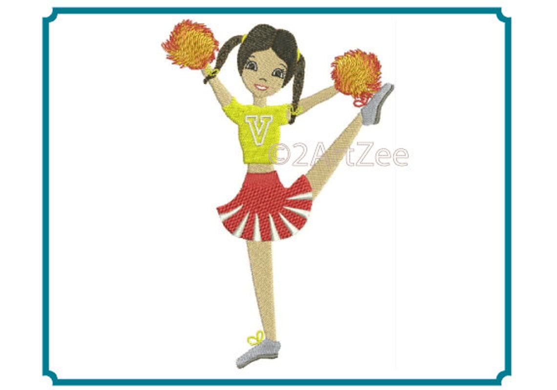 Cheerleading Herkie With Pom Poms Machine Embroidery Design Etsy