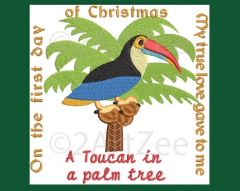 12 Tropical Days of Christmas Machine Embroidery Design Advent Winter Holiday Decorating