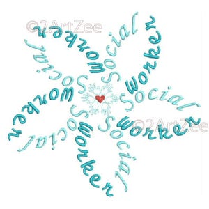 Social Worker Word Flower Machine Embroidery Design image 7