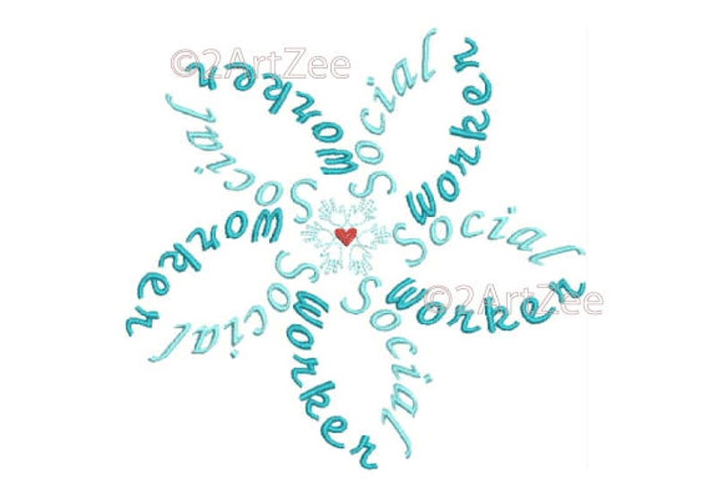 Social Worker Word Flower Machine Embroidery Design image 7