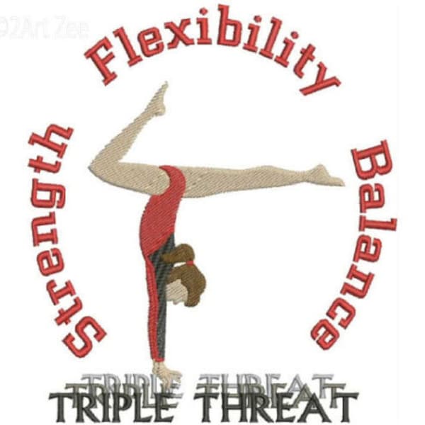 Gymnastic Triple Threat Gymnast Machine Embroidery Design