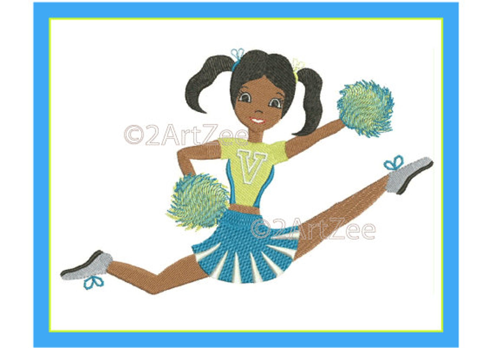 Cheerleading Herkie Hurdler With Pom Poms Machine Embroidery Etsy
