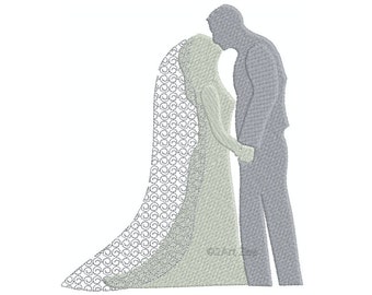 Couples First  Wedding Kiss  Machine Embroidery Design