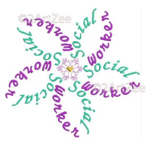 Social Worker Word Flower Machine Embroidery Design image 8