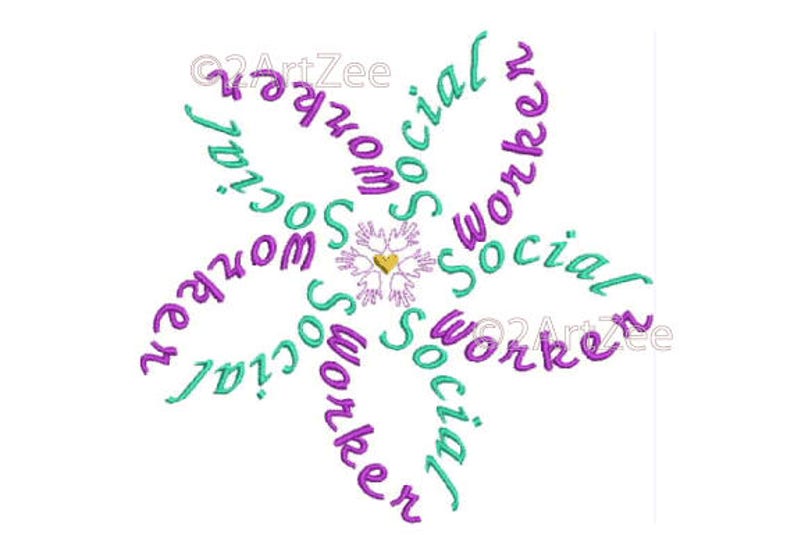 Social Worker Word Flower Machine Embroidery Design image 8